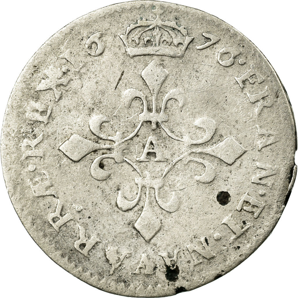 Munten, Frankrijk, Louis XIV, 4 Sols des Traitants, 1676, Paris, ZG+, Zilver