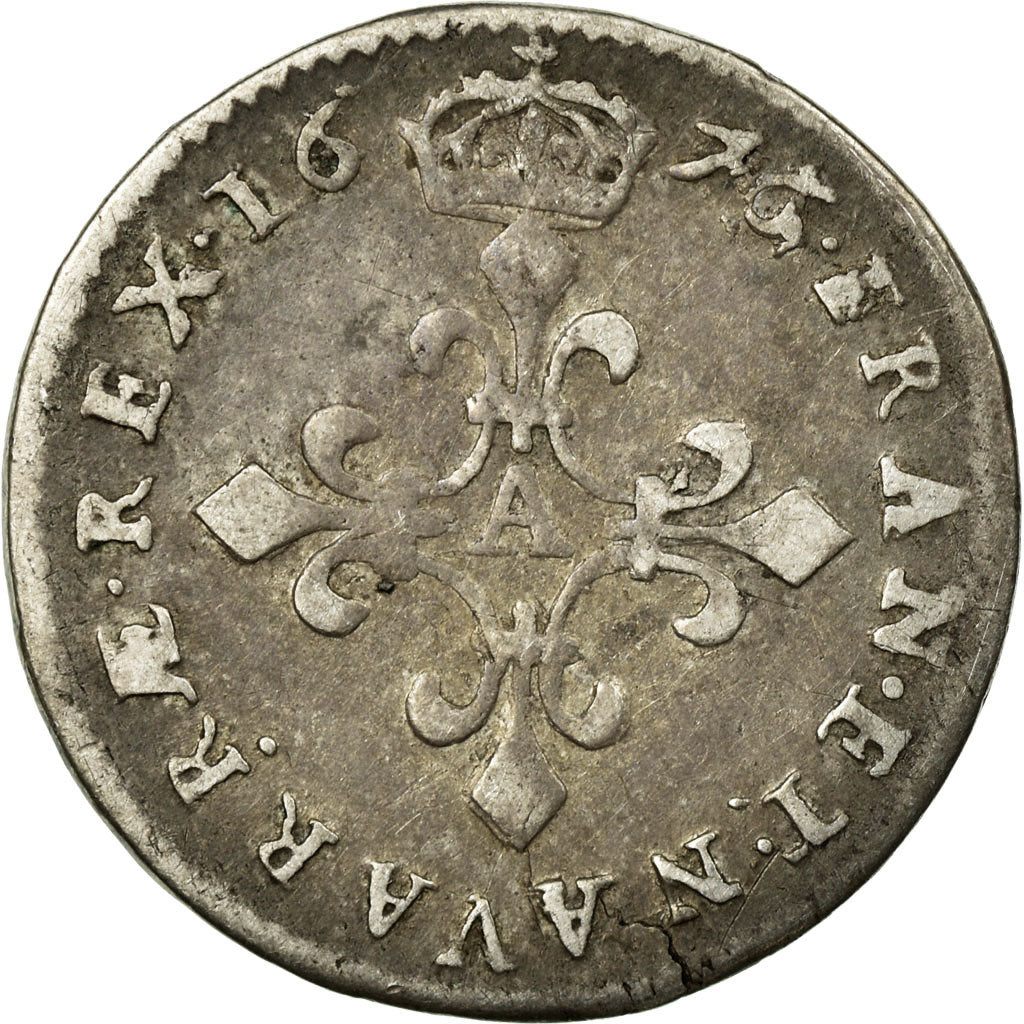 Moeda, França, Louis XIV, 4 Sols des Traitants, 1676, Paris, VF(20-25), Prata