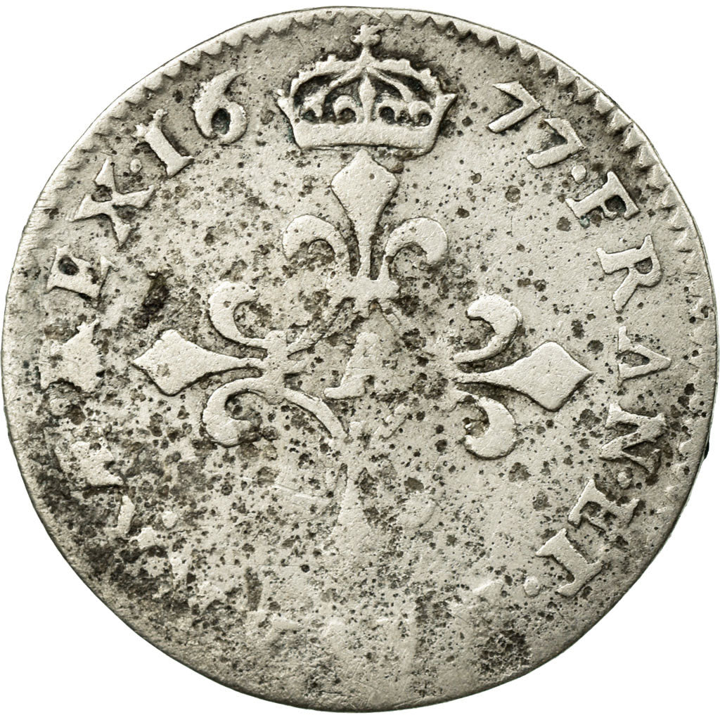 Moneda, Francia, Louis XIV, 4 Sols des Traitants, 1677, Paris, BC, Plata