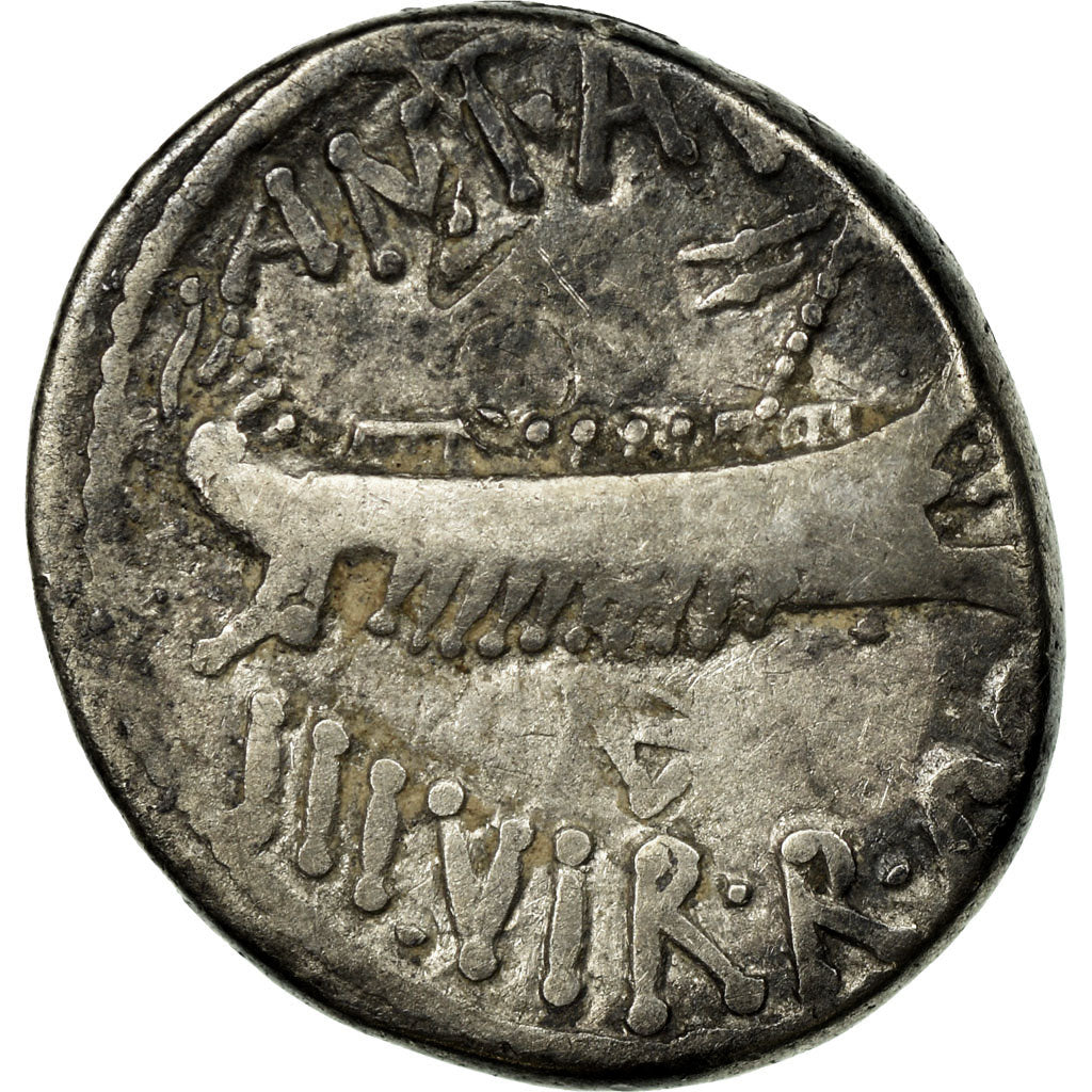 Moeda, Marcus Antonius, Denarius, Traveling Mint, VF(20-25), Prata