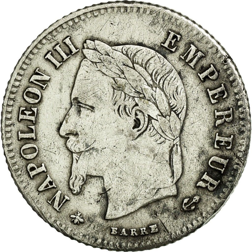 Moneta, Francia, Napoleon III, 20 Centimes, 1866, Paris, MB+, Argento, KM:805.1