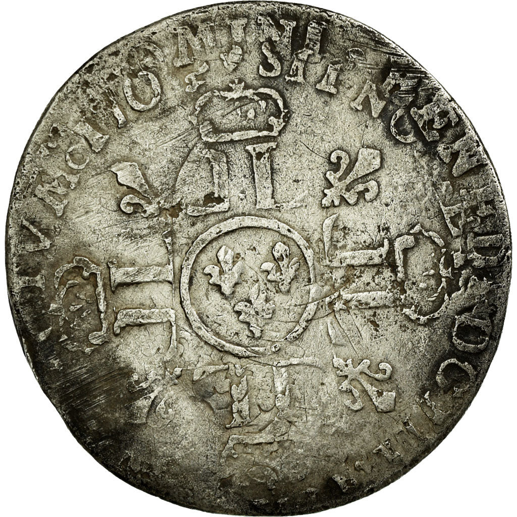 Coin, France, Louis XIV, 1/12 Ecu aux 8 L, 1704, Troyes, Very rare, VF(20-25)