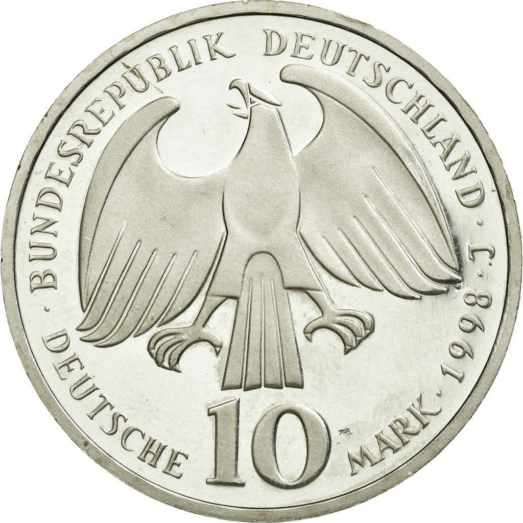 Coin, GERMANY - FEDERAL REPUBLIC, 10 Mark, 1998, Hamburg, MS(60-62), Silver