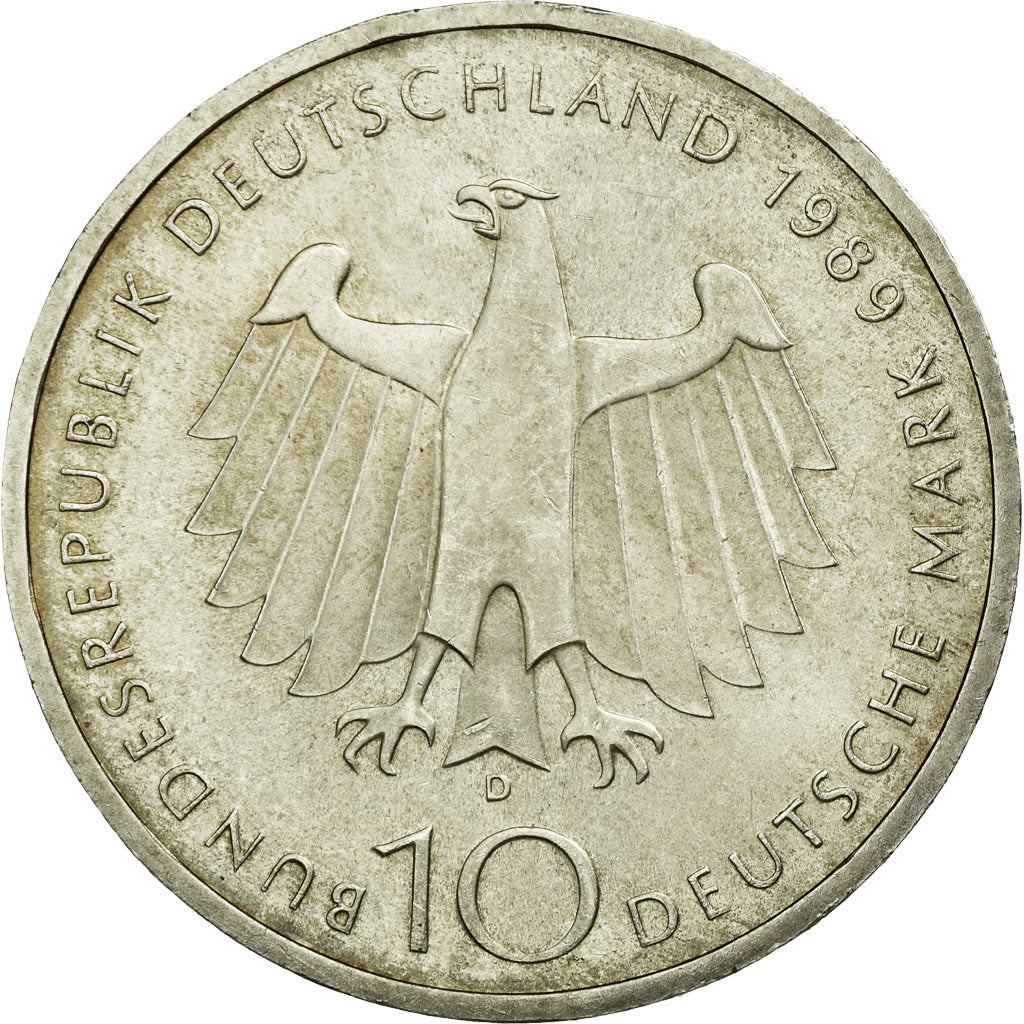 Moneta, Niemcy - RFN, 10 Mark, 1989, Munich, Germany, AU(55-58), Srebro, KM:172