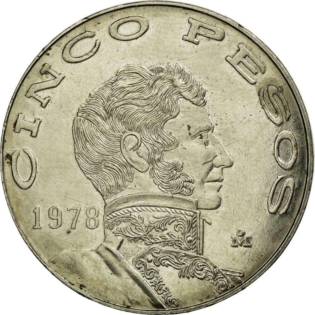 Coin, Mexico, 5 Pesos, 1978, Mexico City, AU(55-58), Copper-nickel, KM:472