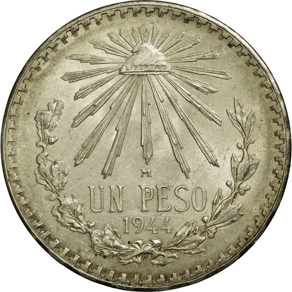 Coin, Mexico, Peso, 1944, Mexico City, MS(60-62), Silver, KM:455