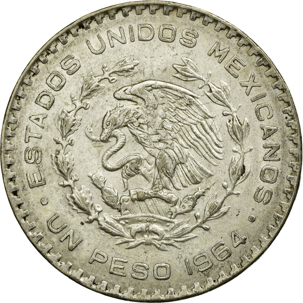 Coin, Mexico, Peso, 1964, Mexico City, AU(50-53), Silver, KM:459