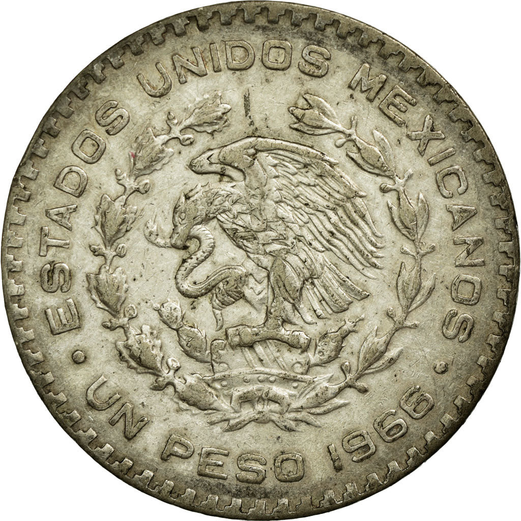 Coin, Mexico, Peso, 1966, Mexico City, EF(40-45), Silver, KM:459