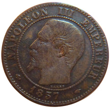Francia, Napoleon III, Napoléon III, 2 Centimes, 1857, Paris, MB+, Bronzo, K...