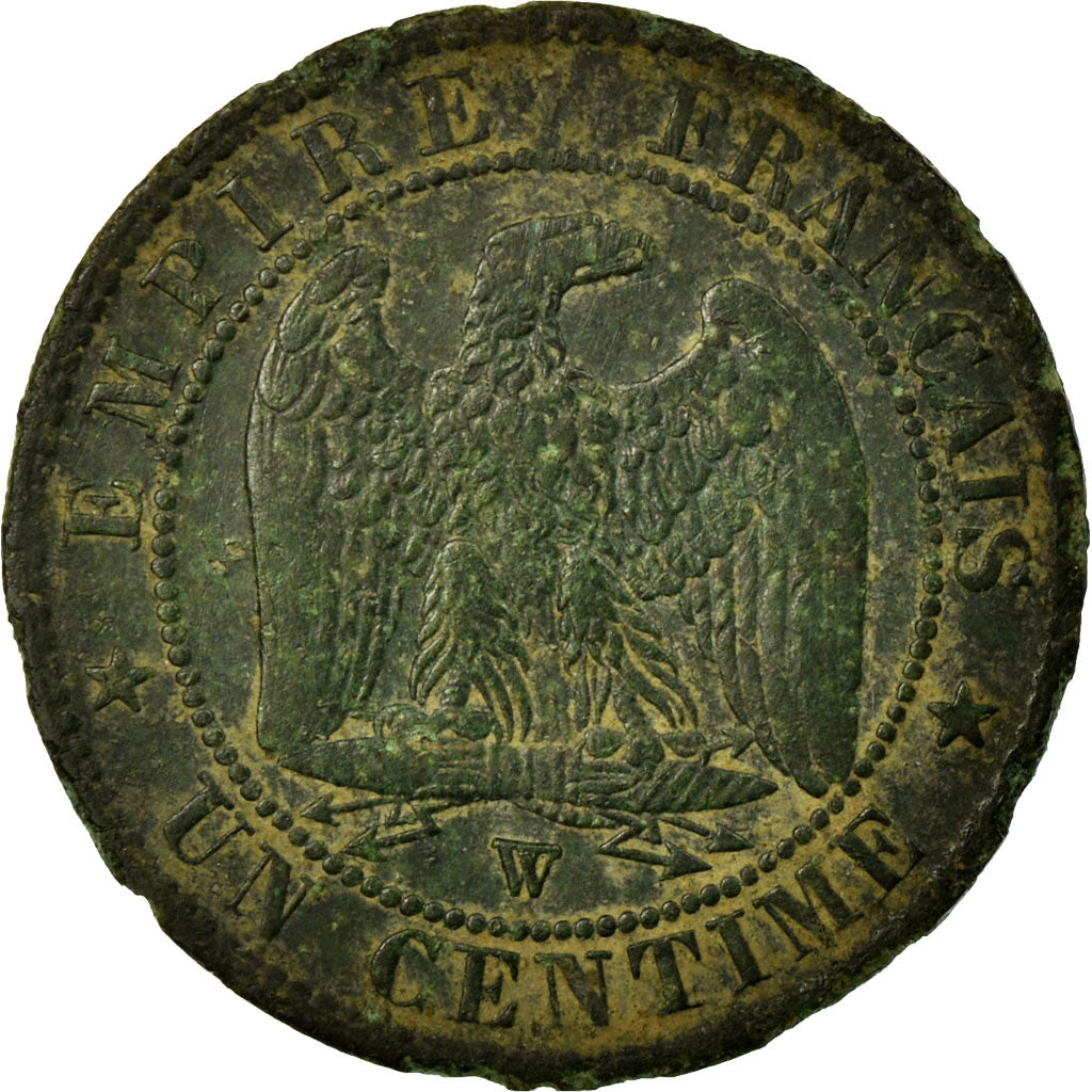 Moneda, Francia, Napoleon III, Centime, 1855, Lille, Différent Ancre, BC