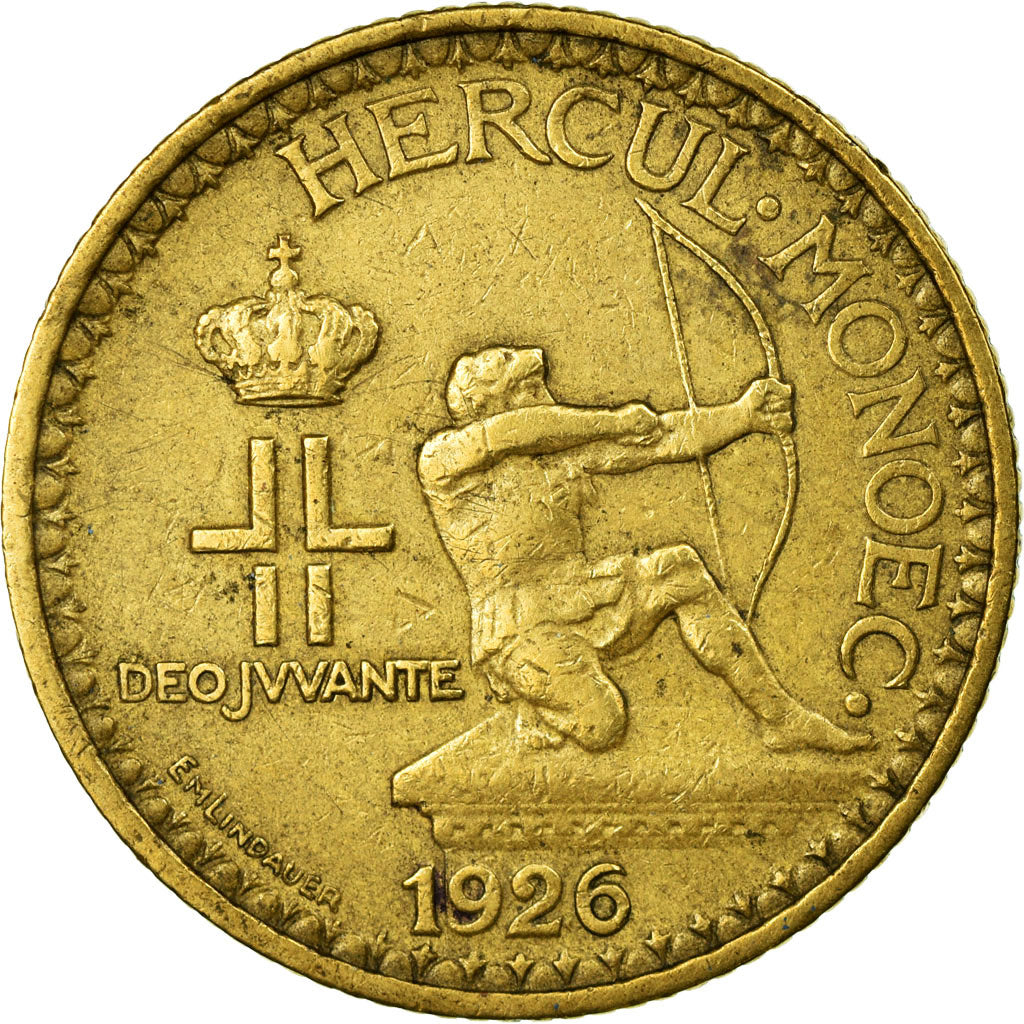 Moneta, Monaco, Louis II, 2 Francs, 1926, Poissy, BB, Alluminio-bronzo, KM:115