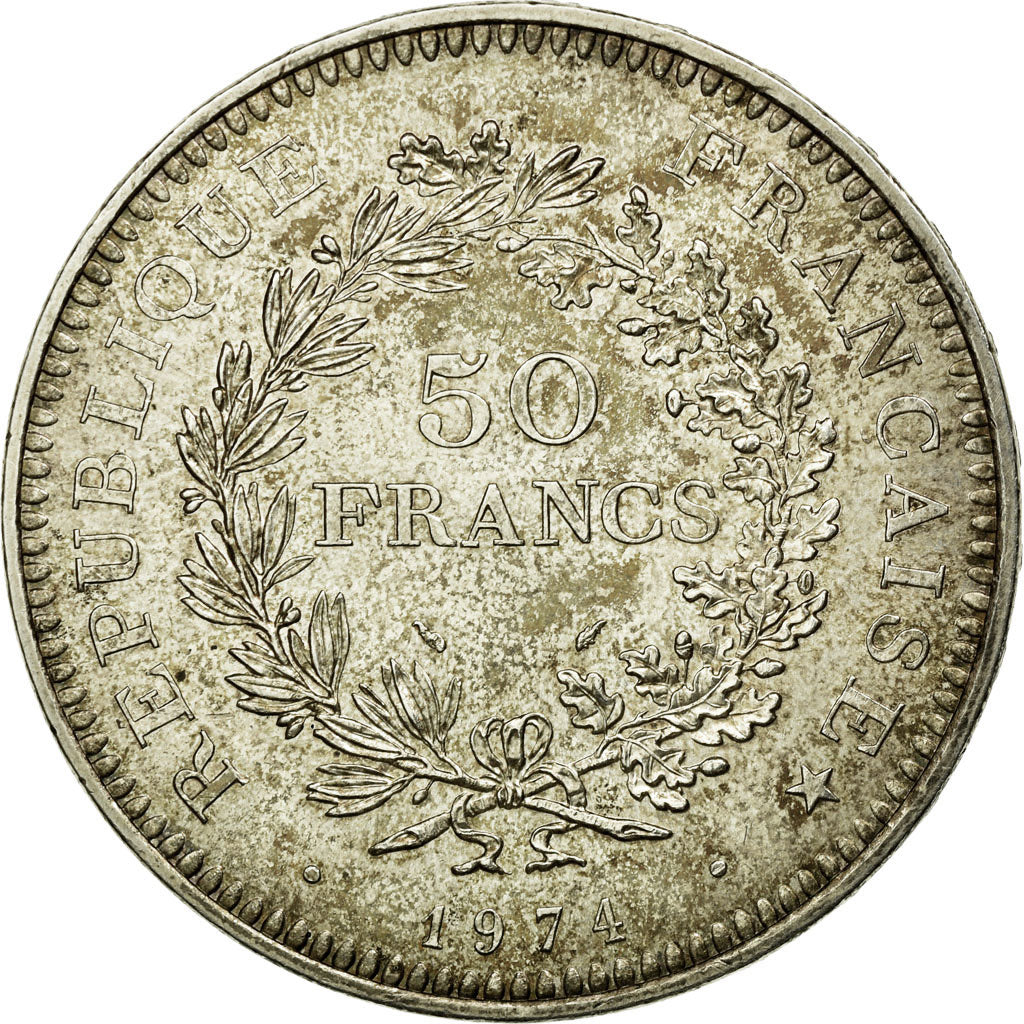 Coin, France, Hercule, 50 Francs, 1974, Paris, MS(63), Silver, KM:941.1