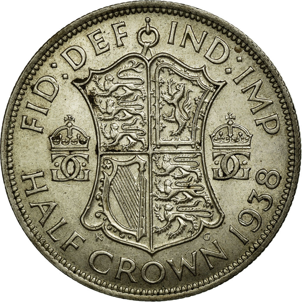 Coin, Great Britain, George VI, 1/2 Crown, 1938, AU(55-58), Silver, KM:856