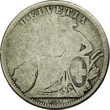 Moeda, Suíça, Franc, 1861, Bern, VG(8-10), Prata, KM:9a