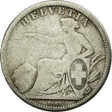 Moeda, Suíça, Franc, 1861, Bern, VG(8-10), Prata, KM:9a