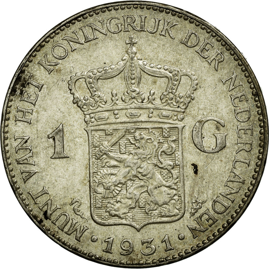 Coin, Netherlands, Wilhelmina I, Gulden, 1931, AU(55-58), Silver, KM:161.1