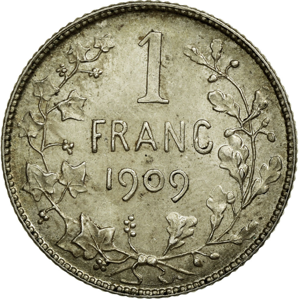 Coin, Belgium, Leopold II, Franc, 1909, AU(55-58), Silver, KM:56.1