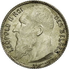 Moeda, Bélgica, Leopold II, Franc, 1909, MS(63), Prata, KM:56.1