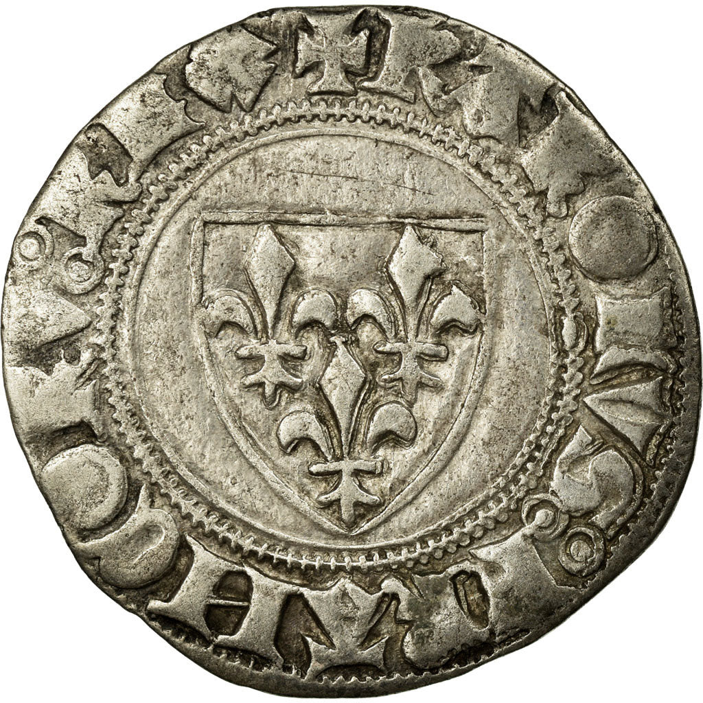 Coin, France, Charles VI, Blanc Guénar, Toulouse, EF(40-45), Billon