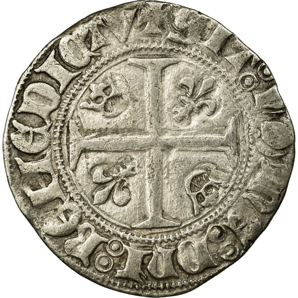 Coin, France, Charles VI, Blanc Guénar, Toulouse, EF(40-45), Billon