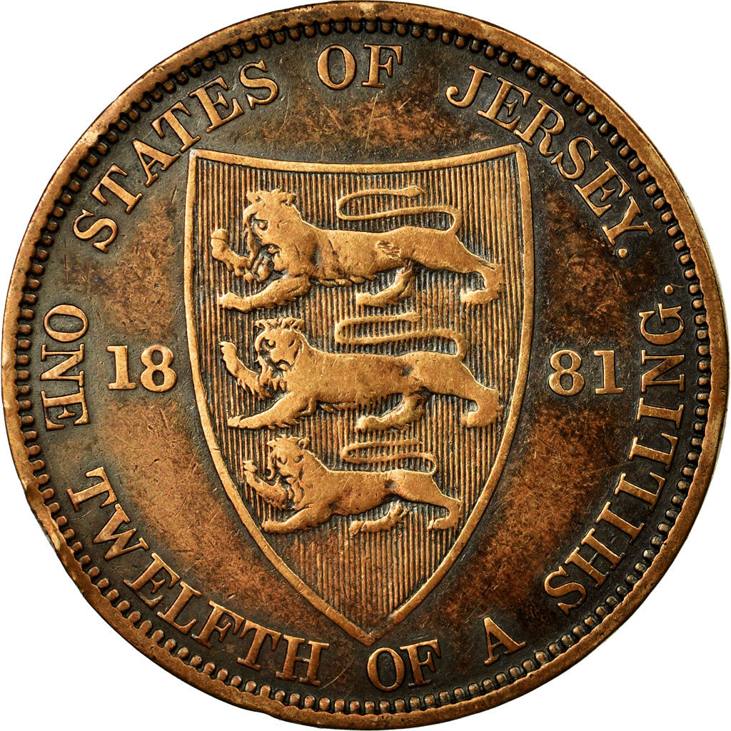 Coin, Jersey, Victoria, 1/12 Shilling, 1881, VF(30-35), Bronze, KM:8