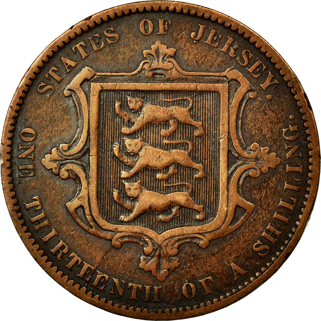 Coin, Jersey, Victoria, 1/13 Shilling, 1866, VF(30-35), Bronze, KM:5