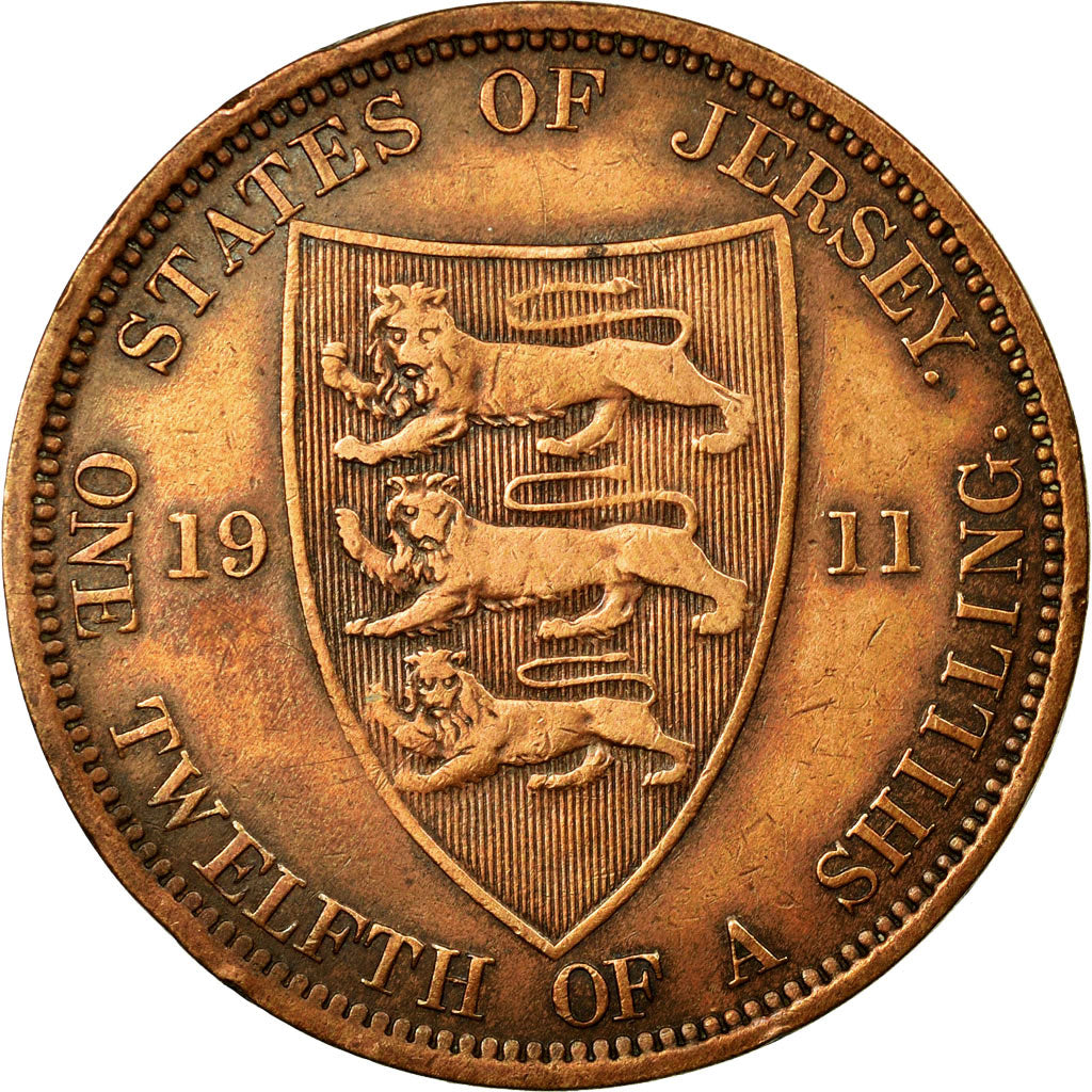 Munten, Jersey, George V, 1/12 Shilling, 1911, ZF, Bronze, KM:12