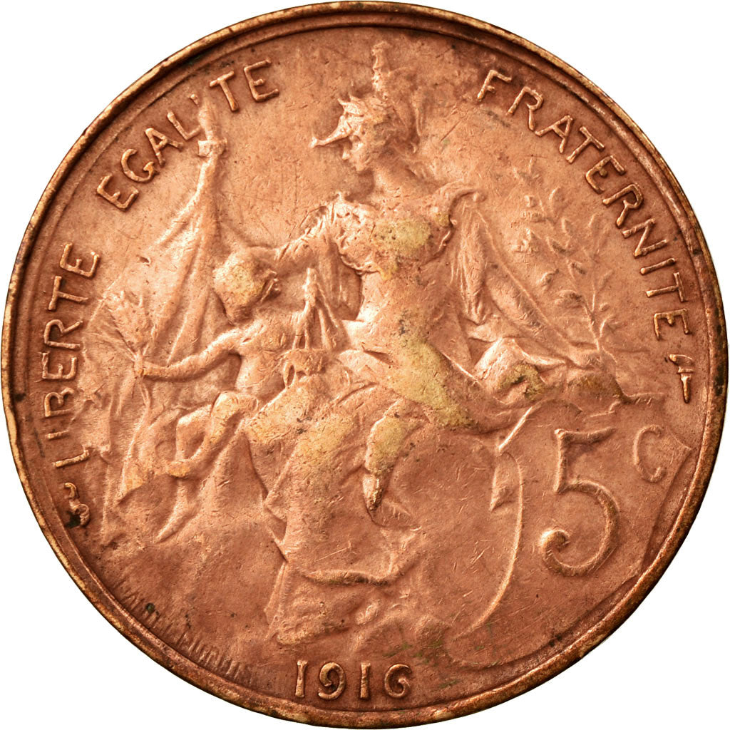 Moeda, França, Dupuis, 5 Centimes, 1916, Paris, VF(30-35), Bronze, KM:842, Le