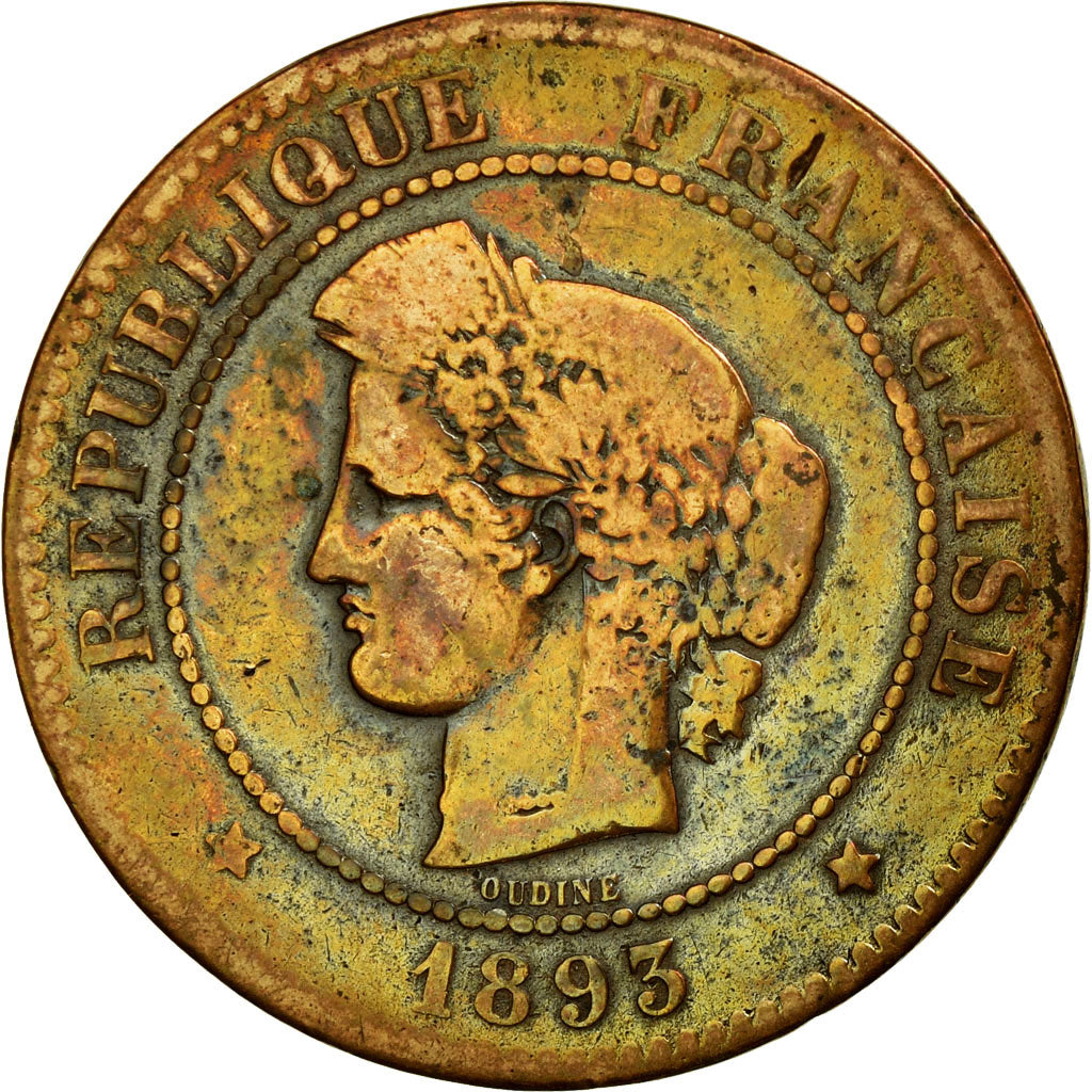 Monnaie, France, Cérès, 5 Centimes, 1893, Paris, TB, Bronze, Gadoury:157a