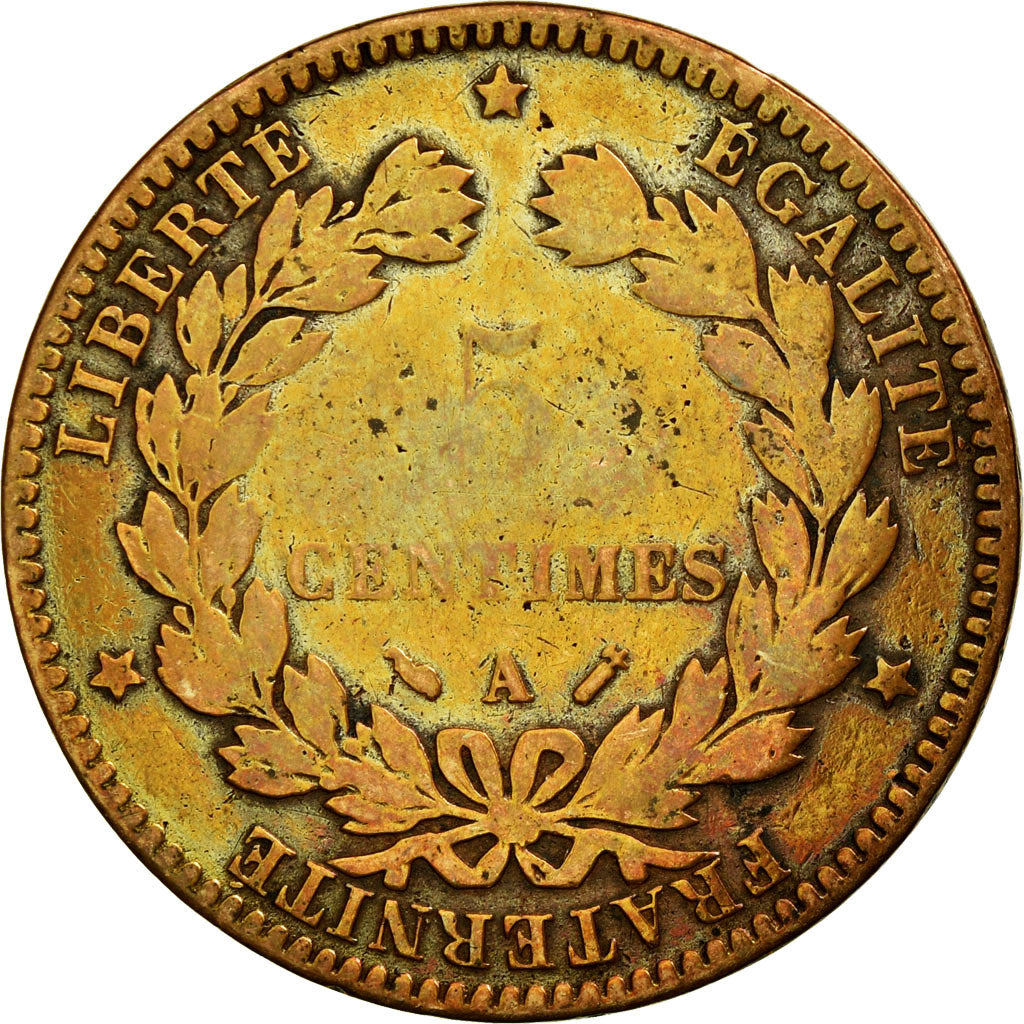 Monnaie, France, Cérès, 5 Centimes, 1893, Paris, TB, Bronze, Gadoury:157a