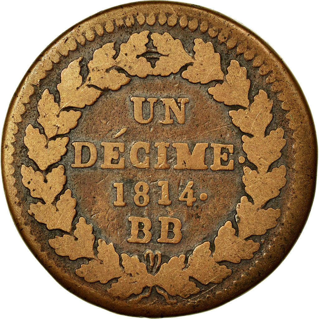 Munten, Frankrijk, Napoléon I, Decime, 1814, Strasbourg, FR, Bronze, KM:700