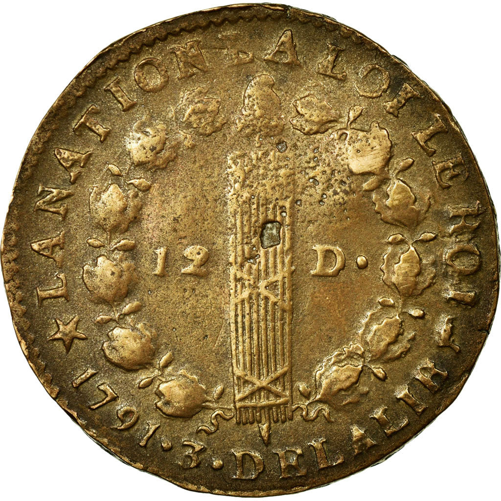 Coin, France, Louis XVI, 12 deniers françois, 12 Deniers, 1791, Marseille