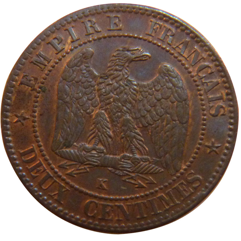 FRANCE, Napoléon III, 2 Centimes, 1862, Bordeaux, KM #796.6, MS(60-62), Bronze,