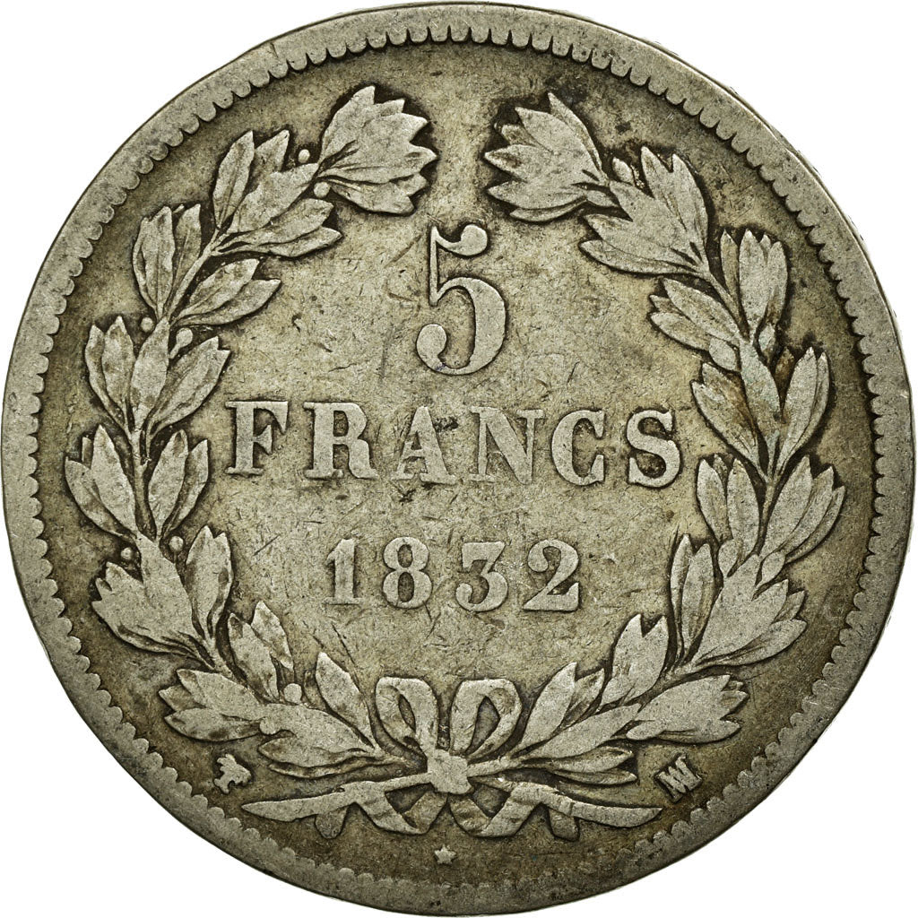 Monnaie, France, Louis-Philippe, 5 Francs, 1832, Marseille, TB, Argent