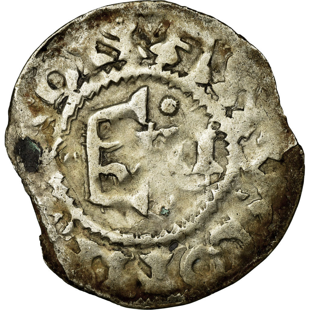 Moneda, Francia, Bretagne, Conan II, Denarius, 1047-1066, Rennes, BC+, Plata