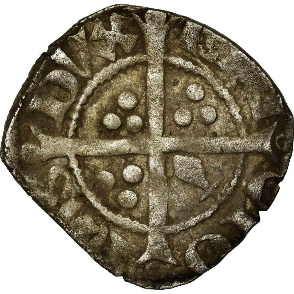 Moeda, França, Bretagne, Jean IV de Montfort, 1/2 Gros, 1345-1399, VF(30-35)