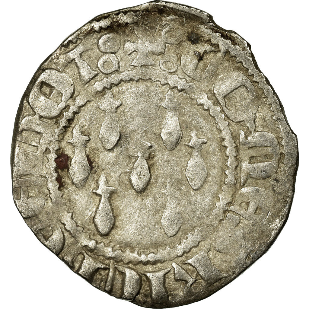 Moneda, Francia, Bretagne, Jean IV de Montfort, 1/2 Gros, 1345-1399, BC+, Plata