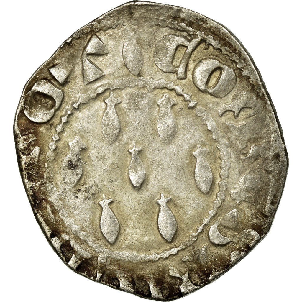 Moneta, Francia, Bretagne, Jean IV de Montfort, 1/2 Gros, 1345-1399, MB+