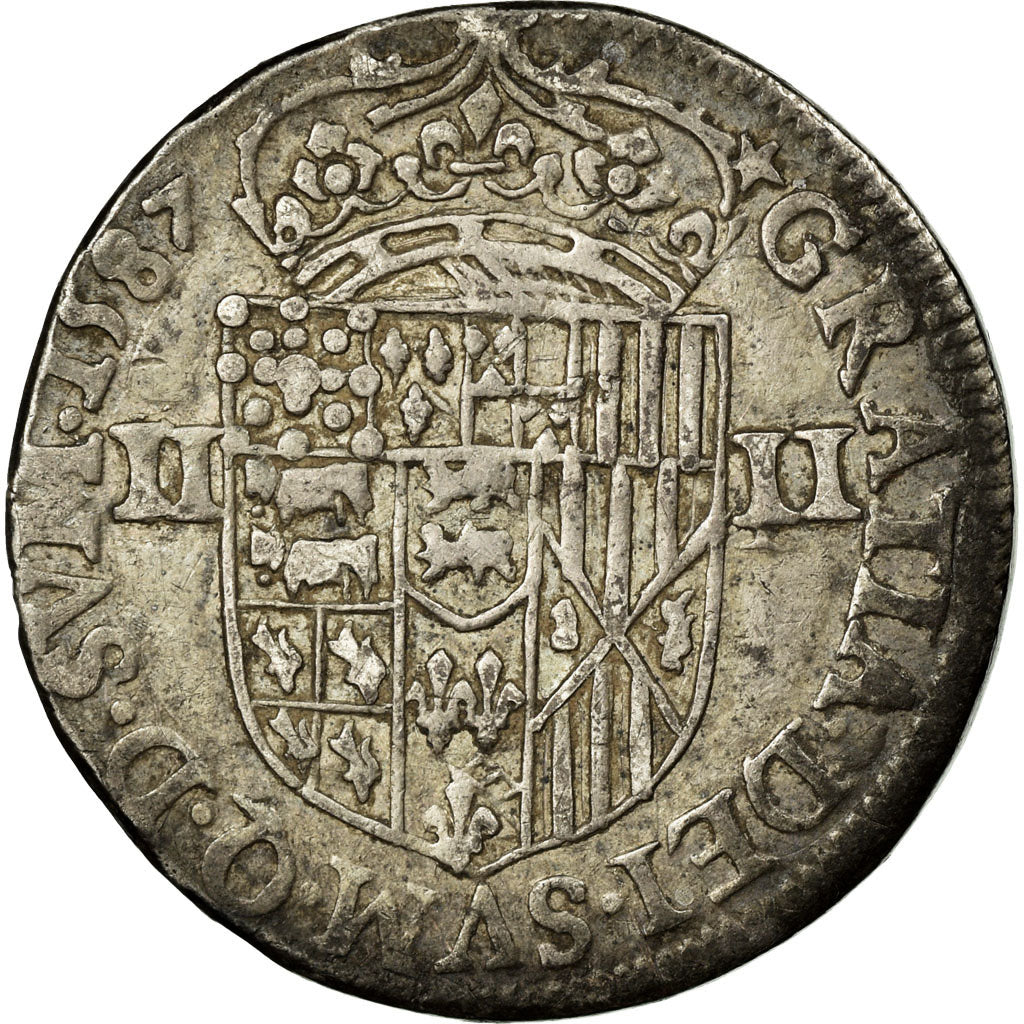 Monnaie, France, Henri III (Henri II de Béarn), 1/4 Ecu, 1587, Pau, TB+