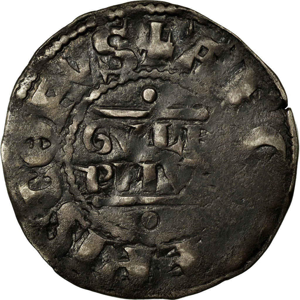 Monnaie, France, Champagne, Guillaume I, Denier, 1176-1202, Reims, TB, Argent