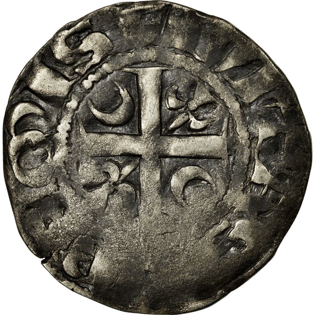 Monnaie, France, Champagne, Guillaume I, Denier, 1176-1202, Reims, TB, Argent