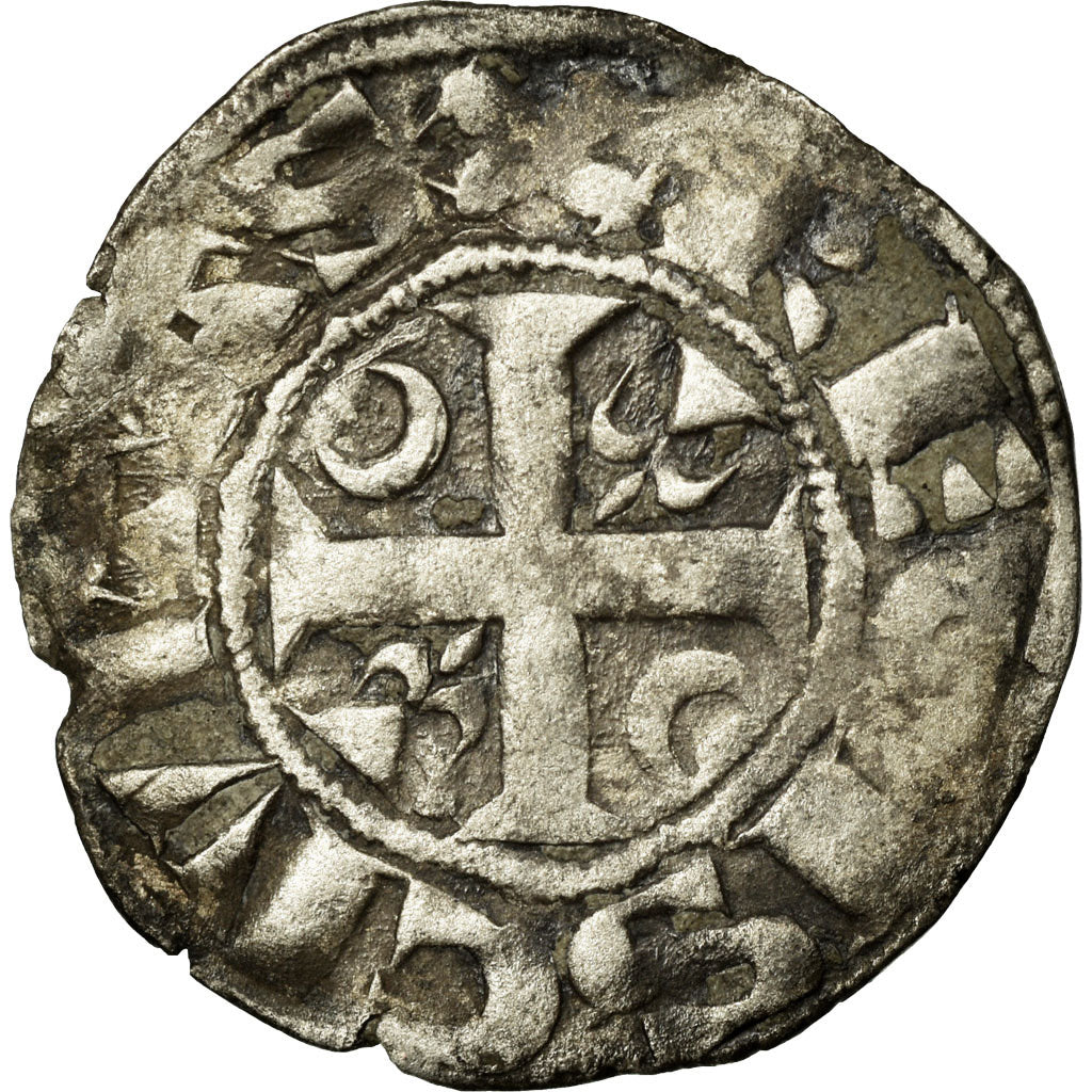 Monnaie, France, Champagne, Guillaume I, Denier, 1176-1202, Reims, TB+, Argent