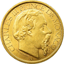Coin, Monaco, Charles III, 100 Francs, Cent, 1884, Paris, AU(50-53), Gold, KM:99