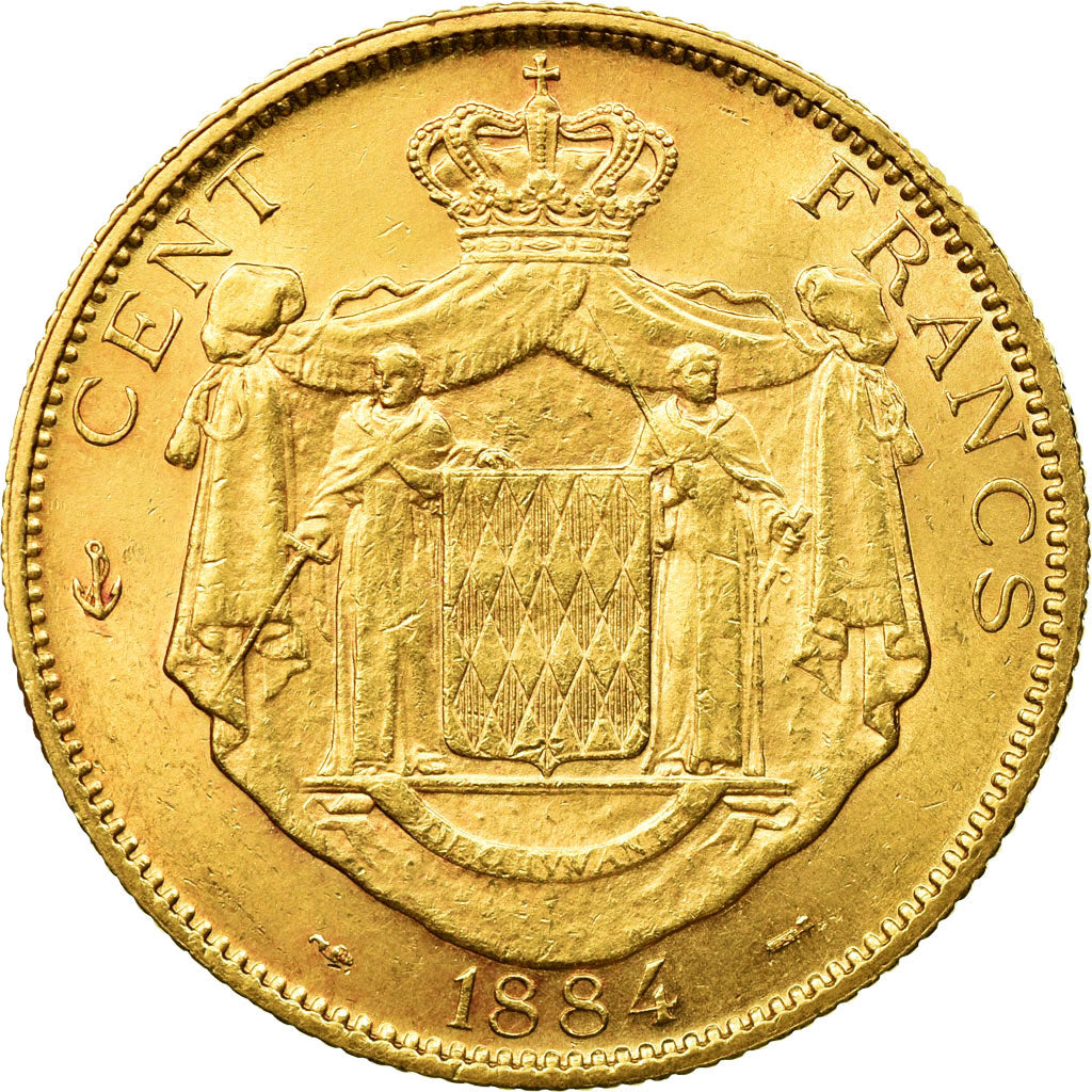 Coin, Monaco, Charles III, 100 Francs, Cent, 1884, Paris, AU(50-53), Gold, KM:99
