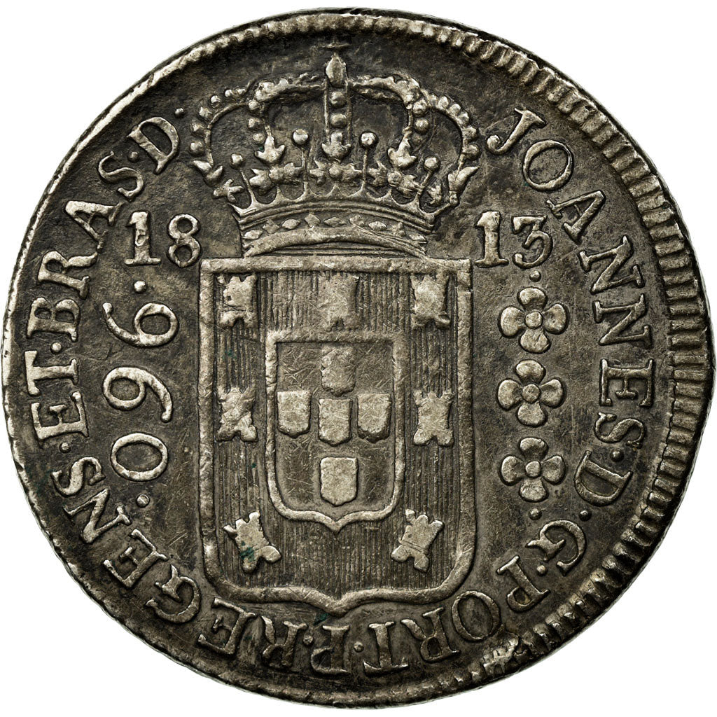 Moneda, Brasil, 960 Reis, 1813, Rio de Janeiro, MBC, Plata, KM:307.3