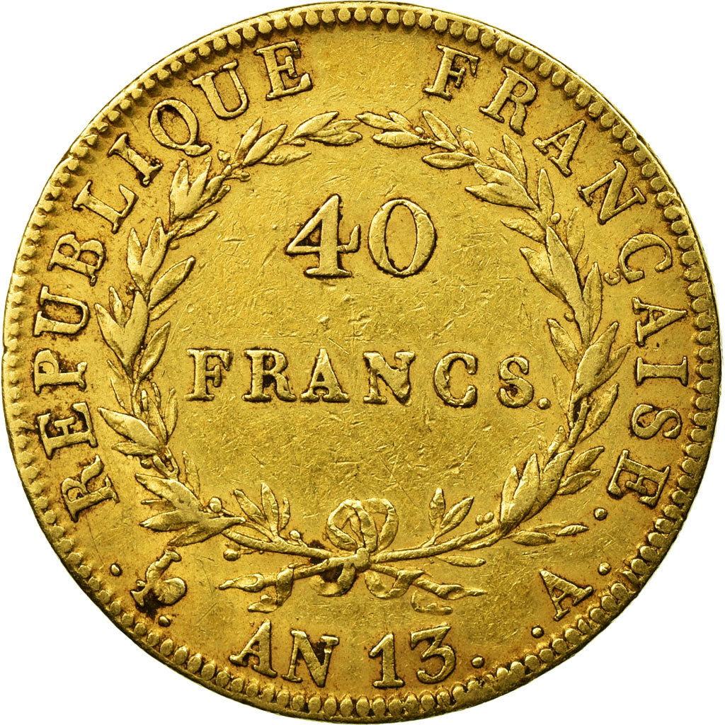 Monnaie, France, Napoléon I, 40 Francs, AN 13, Paris, TTB, Or, Gadoury:1081