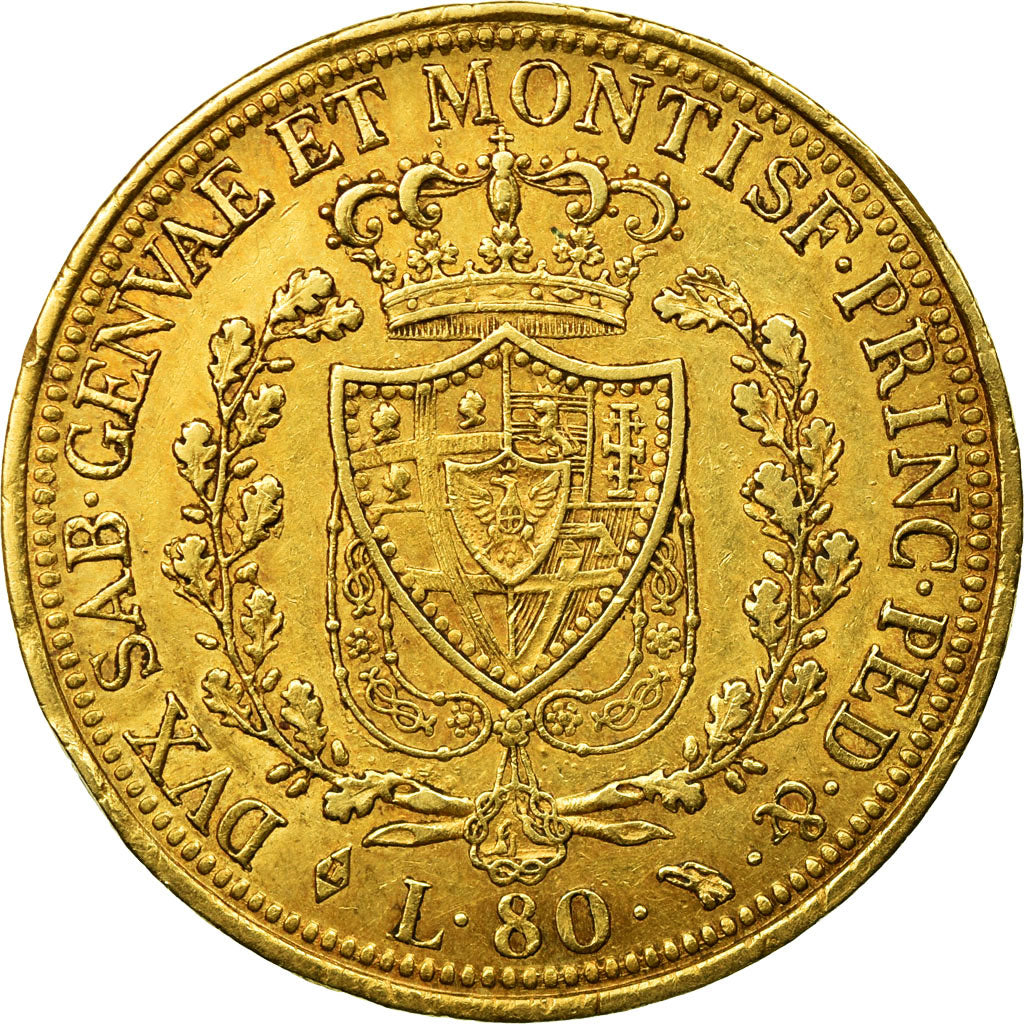 Monnaie, États italiens, SARDINIA, Carlo Felice, 80 Lire, 1826, Torino, TTB+