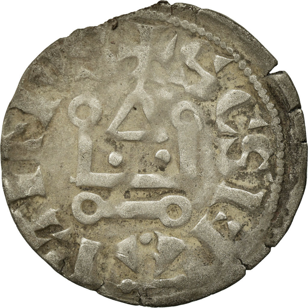 Moeda, França, Philip II, Denier Tournois, Saint-Martin de Tours, VF(30-35)