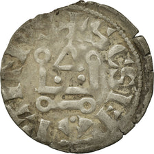 Moeda, França, Philip II, Denier Tournois, Saint-Martin de Tours, VF(30-35)