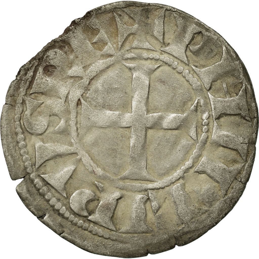 Moeda, França, Philip II, Denier Tournois, Saint-Martin de Tours, VF(30-35)